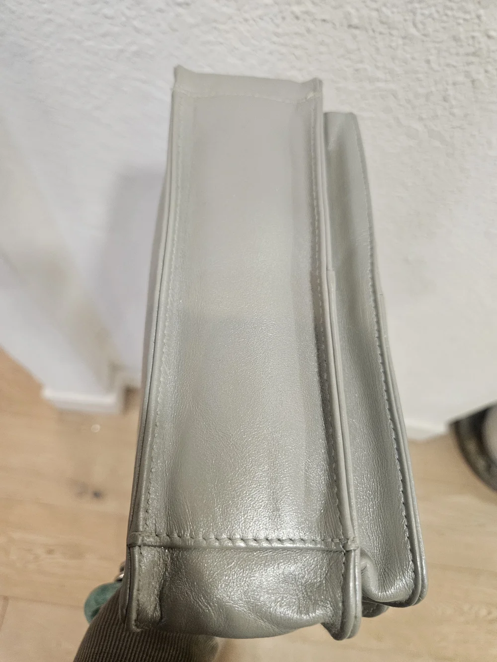 Tignanello Gray Leather Flap Crossbody Bag Shoulder Purse